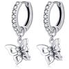 Qings Orecchini a Cerchio con Farfalla, Argento Sterling 925 Orecchini Pendenti Anallergici per Donna Bambina, Hoop Earrings for Women