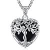 EUDORA Harmony Ball Cuore Albero Della Vita Collana Ossidiano Collace per Donne Rame Placcato in Argento, Madre Dea Ciondolo a Ciondolo di Cristallo Gioielli Yoga Regali per Madri Mamma, 20 +2