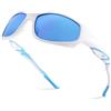 Pro Acme Occhiali da sole per bambini, ragazzi e ragazze, polarizzati, sportivi, flessibili, infrangibili, per bambini di età 3-10, C5*bianco opaco-blu | Lente a specchio blu, m