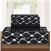 Elegant Comfort Set di biancheria da letto di lusso, morbido e accogliente, 6 pezzi, resistente alle pieghe, motivo a graticci Milano, 1500 fili, in microfibra egiziana, completo, nero
