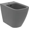 Ideal Standard - i.life B, Bidet a terra filo parete, Con foro per la rubinetteria, Con foro per il troppopieno, Grigio lucido