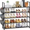 YUWHFEI Scarpiera a 5 Ripiani, Scarpiera Salvaspazio Slim, con Ganci e Tasche Laterali, Rastrelliera Scarpe per 20-25 Paia di Scarpe, Aperta in Metallo per Ingresso, Corridoio