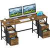 OYRREU 140x48cm Scrivania con 4 Cassetti in Tessuto, Scrivania Computer Ufficio PC Desk in Legno, Tavolo Scrivanie per ufficio Gaming Computer da Studio per il Lavoro e il Gioco a Casa