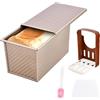PTJJXA Stampo per Pane da Toast, Stampo Per Pane in Cassetta con Coperchio, 19.2 x 10.2 x 11.5 cm, Antiaderente, in Acciaio al Carbonio, Teglia per Pan Bauletto 450g per Forno, Toast, Panini (Oro Rosa)