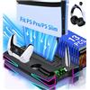 Fanxieast Cool RGB LED PS5 Stand and PS5 Cooling Station with Dual Controller Charging, 3 Adjustable Speeds PS5 Fan Cooler for PS5/PS5 Slim,Playstation 5 PS5 Accessories with Headset Holder and Storage Slots