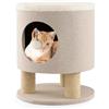FANTASK Mobili per gatti 3 in 1, 40 x 40 x 47 cm, 3 tiragraffi in sisal e gatta e sgabello, per gatti con seduta morbida e palla, beige