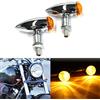 JMTBNO 2X Cromo Frecce Moto Piccole Indicatori di Direzione per Moto Omologate Indicatore Luminoso Luci Lampada Bullet Retrò Luce Ambra 12V per Cruiser Chopper Bobber Cafe Racer Street Bike