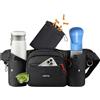 AGPTEK Marsupio per Cani con Borsa Snack Rimovibile, Impermeabile, Alta capacità, Portaborraccia, Dispenser Sacchetti Igienici, per Addestramento e Passeggiate, Nero