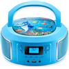 Cyberlux Boombox portatile, radio FM, AUX-in, CD/CD-R, USB, jack per cuffie, lettore CD, radio CD, impianto compatto, impianto stereo, boombox, bolle, blu