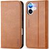 TUCCH Custodia per iPhone 16 5G, Cover [Blocco RFID] Portafoglio Pelle Sintetica TPU Antiurto, Supporto Slot Schede Protezione Integrale per iPhone 16 (6,1 pollici, 2024) - Marrone Chiaro Testurizzato