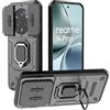 DERHAN Cover per Realme 14 Pro Plus, Custodia Antiurto con Copertura per Fotocamera e Supporto - Nero