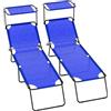 Arreditaly Coppia Di Lettini Pieghevoli Con Tettuccio Regolabile Prendisole Parasole Schienale Reclinabile Regolabile Struttura Metallo Nero Sedia Sdraio Spiaggia Mare Giardino Piscina 187 x 53 x 24 Cm (Blu)
