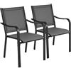 Yaheetech Set di Sedie da Esterno Impilabili con Schienale Braccioli Poltrona da Giardino in Tessuto Textilene per Terrazza Balcone Veranda Piscina Nero