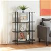 [en.casa] Scaffale da Terra con 4 Ripiani a Forma Ellittica Libreria Mobile Espositore per Casa Ufficio 108 x 80 x 30 cm - Nero