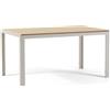 SIEDITI FUORI E DENTRO Tavolo rettangolare 150x90 cm in alluminio con top in MDF da interno, cucina, sala da pranzo Noah (Struttura Bianca, Legno)