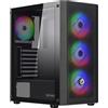 Nuwo Rodan R603 Nero Case PC Gaming Mid Tower ATX, Micro-ATX, mini-ITX, 4 Ventole LED ARGB Indirizzabile da 120mm Preinstallate - Frontale Mesh e Pannello Laterale in Vetro Temperato