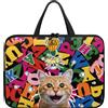 Surwin Custodia Borsa per Laptop con Manici,Conchiglie Compatibile con 10"-17" Computer Portatile, Stampa 3D Custodia Protettiva PC Impermeabile Sleeve per Laptop (Gatto felice,13)
