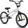 ROCKSHARK Hiland BMX Freestyle 20 Pollici per Bambino e Bambina con Sistema Rotore 360°, Bicicletta BMX con 4 Pioli in Acciaio e Ruota Libera, Bianco