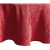 Elrene Home Fashions Poinsettia Elegance Tovaglia da pranzo in jacquard per Natale/festività, resistente alle pieghe, 188 x 178 cm, rotonda, rosso