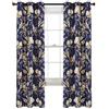 Lush Decor, Coppia di pannelli per tenda oscurante per finestra, con occhielli isolati, motivo uccelli e fiori, colore blu navy e tortora, 213,4 x 96,5 cm