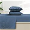 Tribeca Living Set di 6 lenzuola per letto matrimoniale in cotone egiziano a 500 fili, con tasche profonde, morbido tessuto rasatello, blu notte