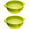 Westmark Colino - Due grandi colini con 2 impugnature e 4 incastri di fissaggio per lavare e scolare - Verde mela, plastica, ø 24 cm