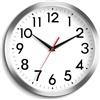 DAXSMY Orologio da parete moderno, funzionamento a batteria, 25,4 cm, silenzioso, senza ticchettio, decorativo per cucina, ufficio, esterno, camera da letto, soggiorno, scuola, aula (argento)