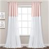 Lush Decor Coppia di tende a pannello in tulle color block per finestra, 213,4 x 101,6 cm (lunghezza x larghezza), colore: rosa cipria e bianco