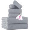 CASA COPENHAGEN Wave Textured, Set di asciugamani 6 pezzi - Grigio viola, 550 GSM 2 da bagno 2 per le mani 2 salviette, set regalo di in asciugamani cotone per il bagno, ruvido e resistente