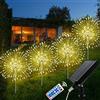 Liyade Luci Solari per Giardino, 4 Pezzi 120 LED Lucine da Esterno Energia Solare Fuochi D'artificio IP65 Impermeabile 8 Modalità Decorative Lampade per Vialetto Prato Aiuola Feste, Bianco Caldo