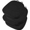 OVOV Set di 4 cuscini per sedie da pranzo in metallo, 36 x 36 cm, antiscivolo, spessi, testurizzati, per sedie da pranzo, con lacci e fodera rimovibile (4, nero)