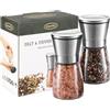 WINSHEA Sale e Pepe Grinder Set - Sale e Pepe Mills Premium con corpo in vetro e grossolanità regolabile, sale e pepe in acciaio inossidabile spazzolato, 5 x 2,5