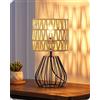 EDISHINE Lampada da Tavolo, Paralume Corda Carta & Griglia Metallo, Boho | Attacco E14, Bianco Caldo 2700 K, Paralume in Corda di Carta Intrecciata, Base Metallo Nero per Camera, Soggiorno