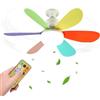 HUFACAI Bambino Ventilatore Da Soffitto Con Luce Con Telecomando Piccolo Lampadario Ventilatore 3 Velocità 3 Colori 40W Ventola Soffitto Con Luce Silenzioso Pale Del Ventilatore Colorate Per Cameretta (52CM)