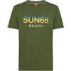 SUN68 T-Shirt Beach Big Logo Uomo Cotone Verde Scuro L