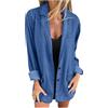 Generic Blazer da donna a maniche lunghe, giacche in denim taglie forti, blazer estivo, giacca estiva lunga e leggera, oversize, jeans effetto invecchiato, cardigan, valigie, taglia 16, Blu, XXL
