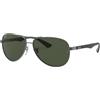 Ray-Ban Carbon Fibre Rb8313 C61 Occhiali da Sole, Gunmetal Crystal Polar Green, 58 Shoeaccessory