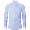 Generisch Uomo Primavera e Francese Camicia Uomo Business Dress Manica Lunga Tinta unita Strisce Inch Dress Twill Mens Camicia Nero Business, Azzurro, L