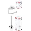 tesa ELEGAANT portarotolo senza coperchio + set di scopini tesa ELEGAANT, cromato, con vetro satinato - per montaggio a parete senza foratura, incl. potente soluzione adesiva