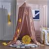 Surwin Baldacchino per Letto Bambini, Tenda Zanzariera Cupola Rotonda Baldacchino per Decorazione Lettino Culla Bambini Cameretta Camera da Letto Lettura - Rosa Scuro
