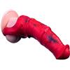 InkfuL Guaina di estensione in silicone a forma di cavallo per pene maschile con fibbia estensibile per aumentare la lunghezza e la circonferenza (rosso)