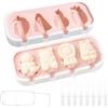 DabbOo 2 Stampi per Ghiaccioli con Stecco Stampi per Ghiaccioli Riutilizzabili a Forma di Animale con 4 Camere a Forma di Frutta Stampi per Gelato in Silicone Adatti per il DIY,Interazione Genitore Figlio