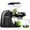 Fretta Slow Juicer, spremiagrumi per frutta e verdura, 200 W, spremiagrumi elettrico, spremiagrumi per sedano, Juice Maker Masticating a freddo, 76 mm, apertura XL, facile da pulire, nero