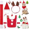 Syhood Abito Natalizio per Gatti da 4 Pezzi Cappello e Sciarpa di Babbo Natale di Gatto Set di Costumi Natalizi per Animali Cosplay di Cane Cucciolo Gattino Accessori Costumi Regolabili per Gattini
