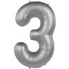 Folat 10473 Palloncini in alluminio Argento Numero 3 - Moonlight Silver - Satin Gloss - 86 cm - Lamina di Elio Palloncini Decorazioni per Feste di Compleanno Anniversario