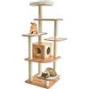 COSTWAY Tiragraffi per Gatti 176cm, Albero per Gatti Adulti XXL con Corda Sisal, Cuccia, Piattaforma e Cuscini, 86,5 x 86,5 x 176cm, Nero e Naturale