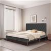 Froadp Letto imbottito 140 x 200 cm - Struttura matrimoniale con doghe in legno in ecopelle testiera imbottita con bottoni, struttura per letto da camera da letto, design moderno (nero)