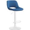 CLP Sgabello Camden I Rivestimento in velluto I Girevole, Colore:blu, Materiale base:Metallo bianco opaco