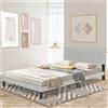 Froadp Letto imbottito 160 x 200 cm - Struttura per letto matrimoniale con doghe in legno in lino, testiera imbottita con bottoni, struttura per letto da camera da letto, design moderno (grigio