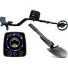ProtectorTech Metal Detector Leggero - Rilevatore Metalli - per Oro, Argento, Monete - Set con Pala pieghevole multifunzione